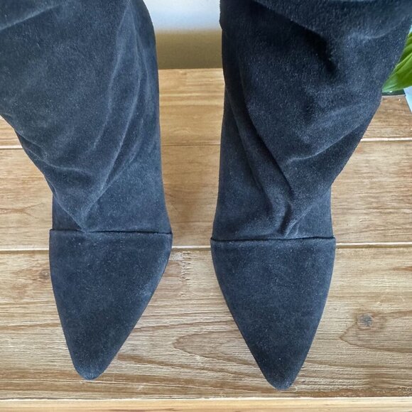 IRO The Stevie Gathered Slouch Black Suede Leather Heeled Boho Boots Size 38 / 7 - Picture 3 of 13